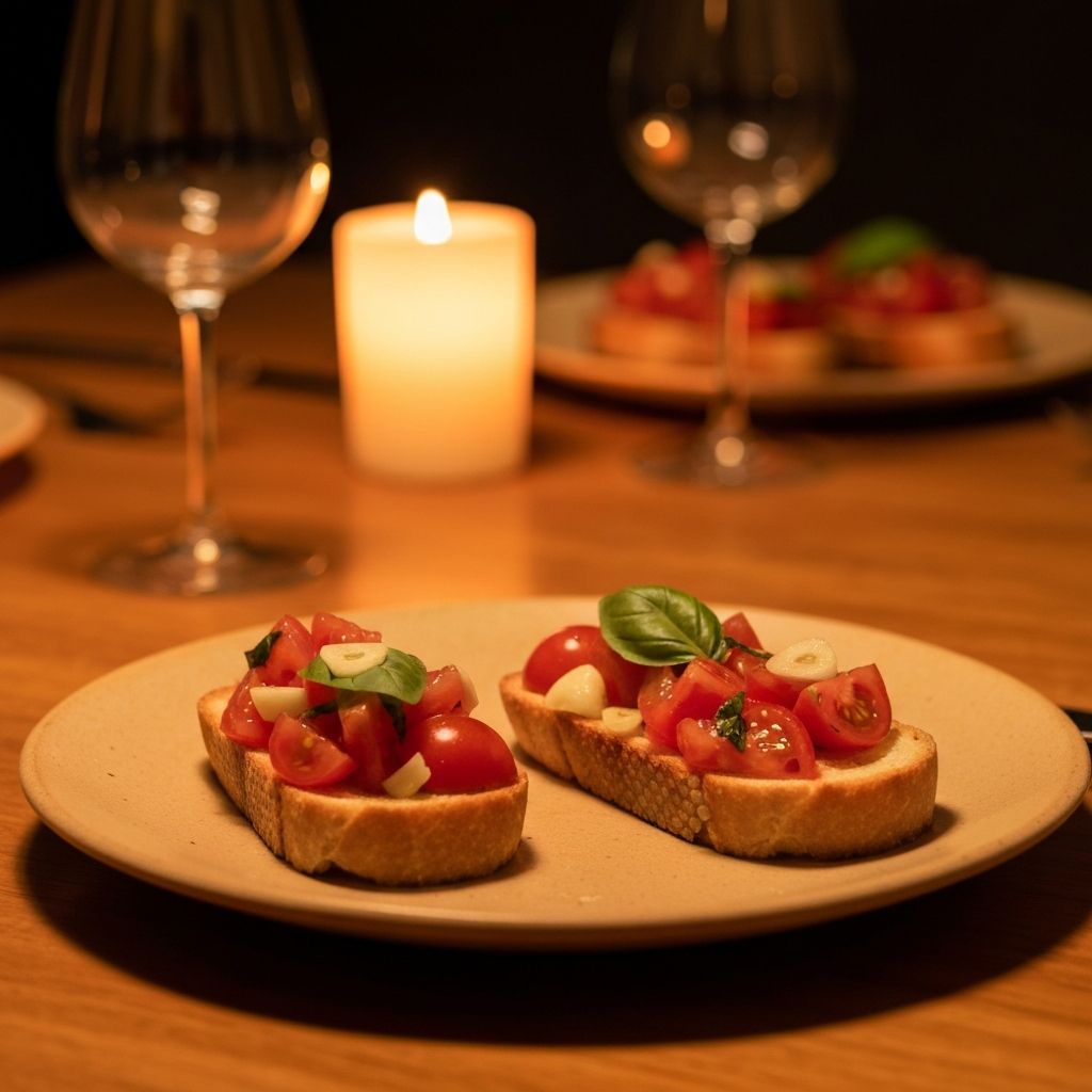 Homemade appetizer in warm candlelight